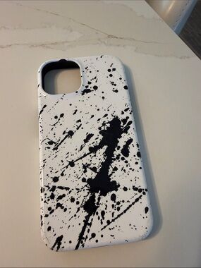iPhone 14 White and Black Splash Protective Phone Case